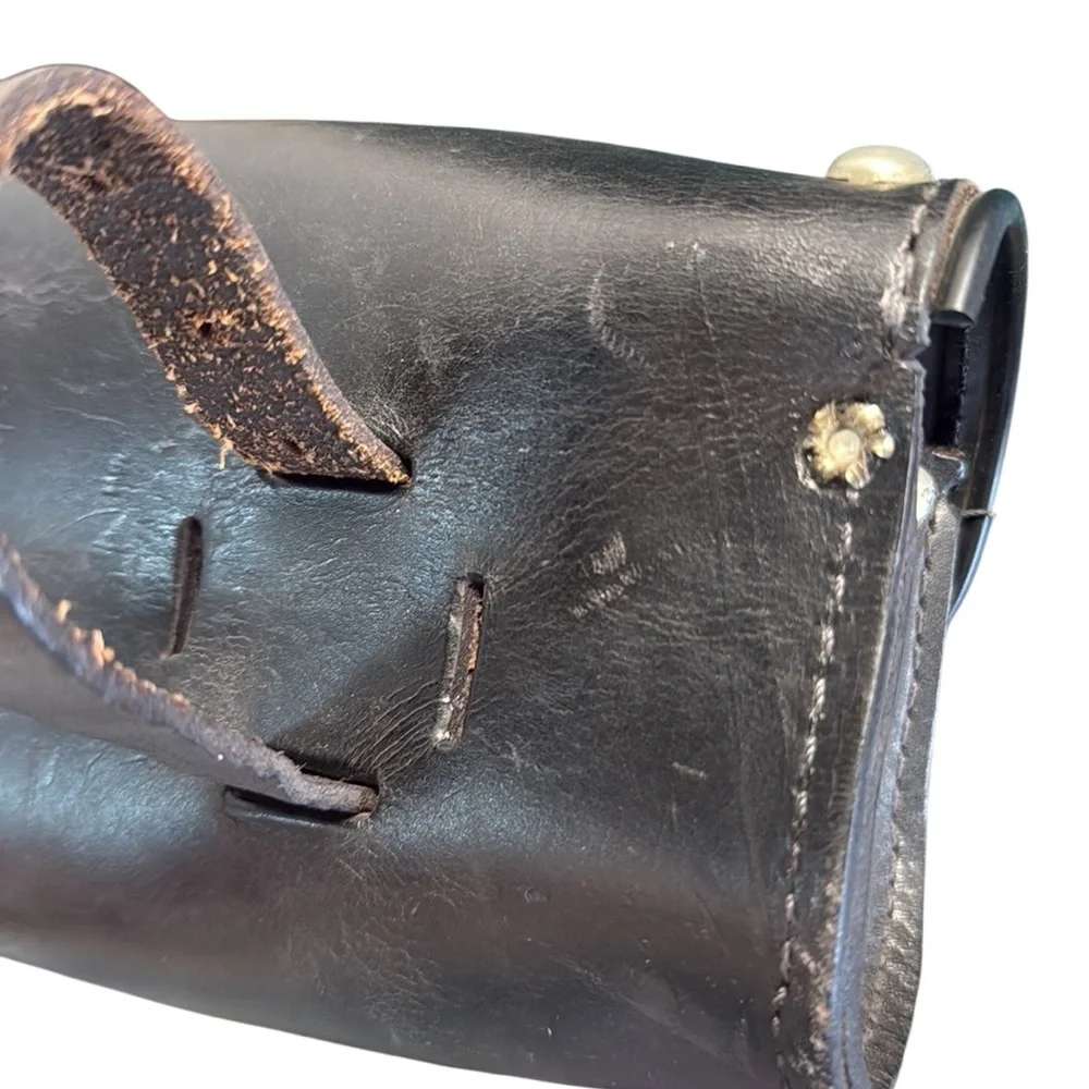 Motorcycle Rider Travel Small Luggage Storage Box Case Black Leather Studded